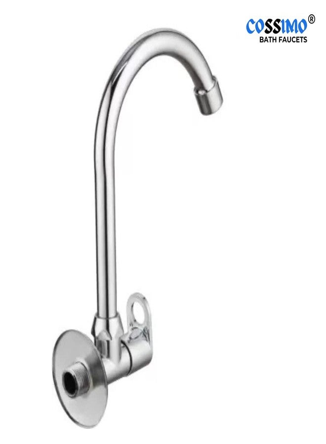 Cossimo صنبور حوض من الفولاذ المقاوم للصدأ من مجموعة أوريو من كوسيمو، مزود بخرطوم دوار 360 درجة ونمط تدفق واحد للماء الساخن/البارد، مع شفة جدارية مطلية بالكروم وقرص نحاسي، عبوة من قطعتين - Image 2